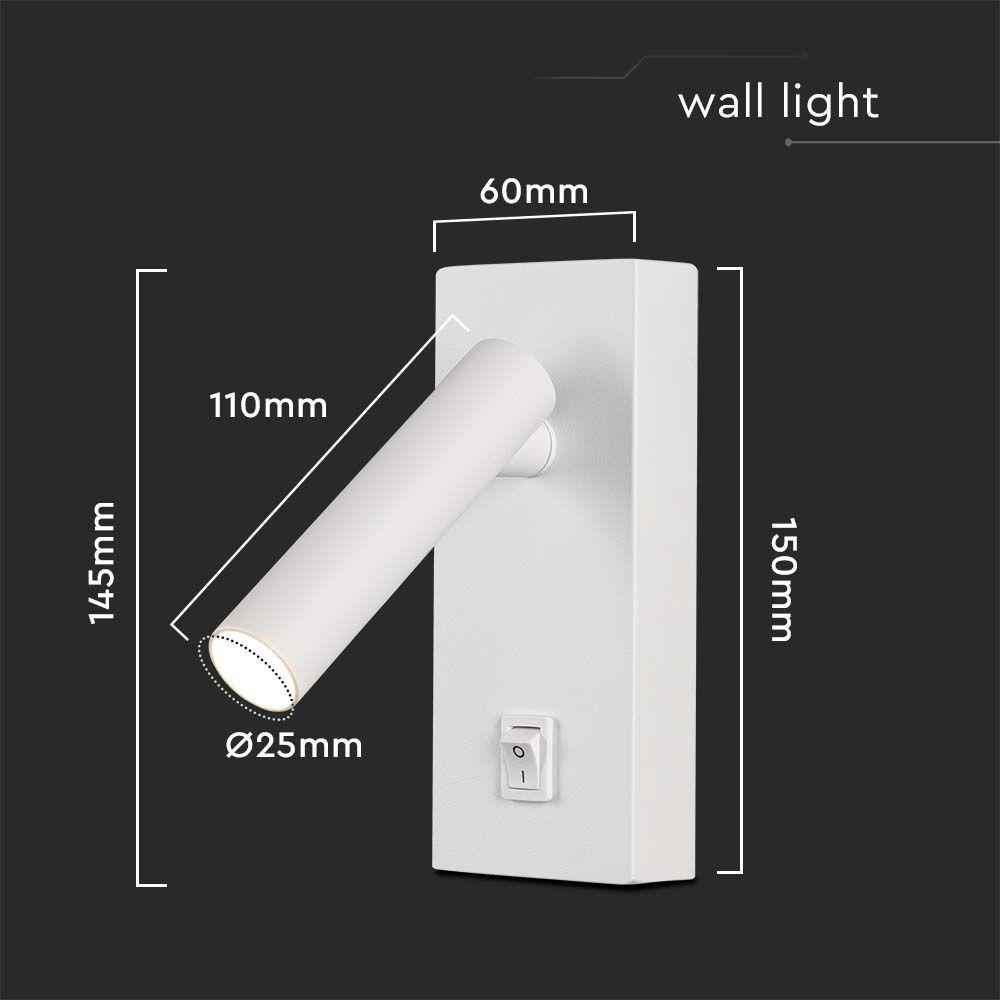 VT-402 2W LED WALL MOUNTED SPOTLIGHT 3000K WHITE BODY