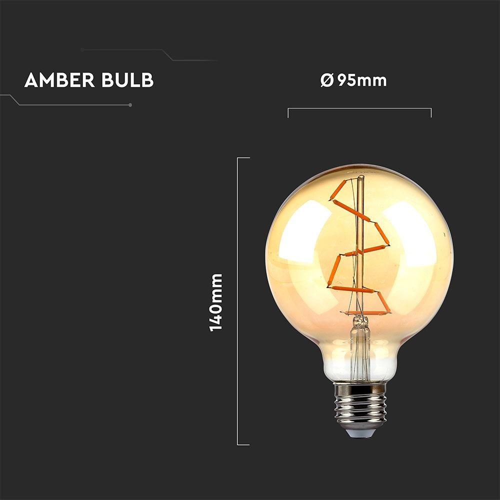 VT-2024 4W G95 LED FILAMENT BULB AMBER GLASS 2200K E27