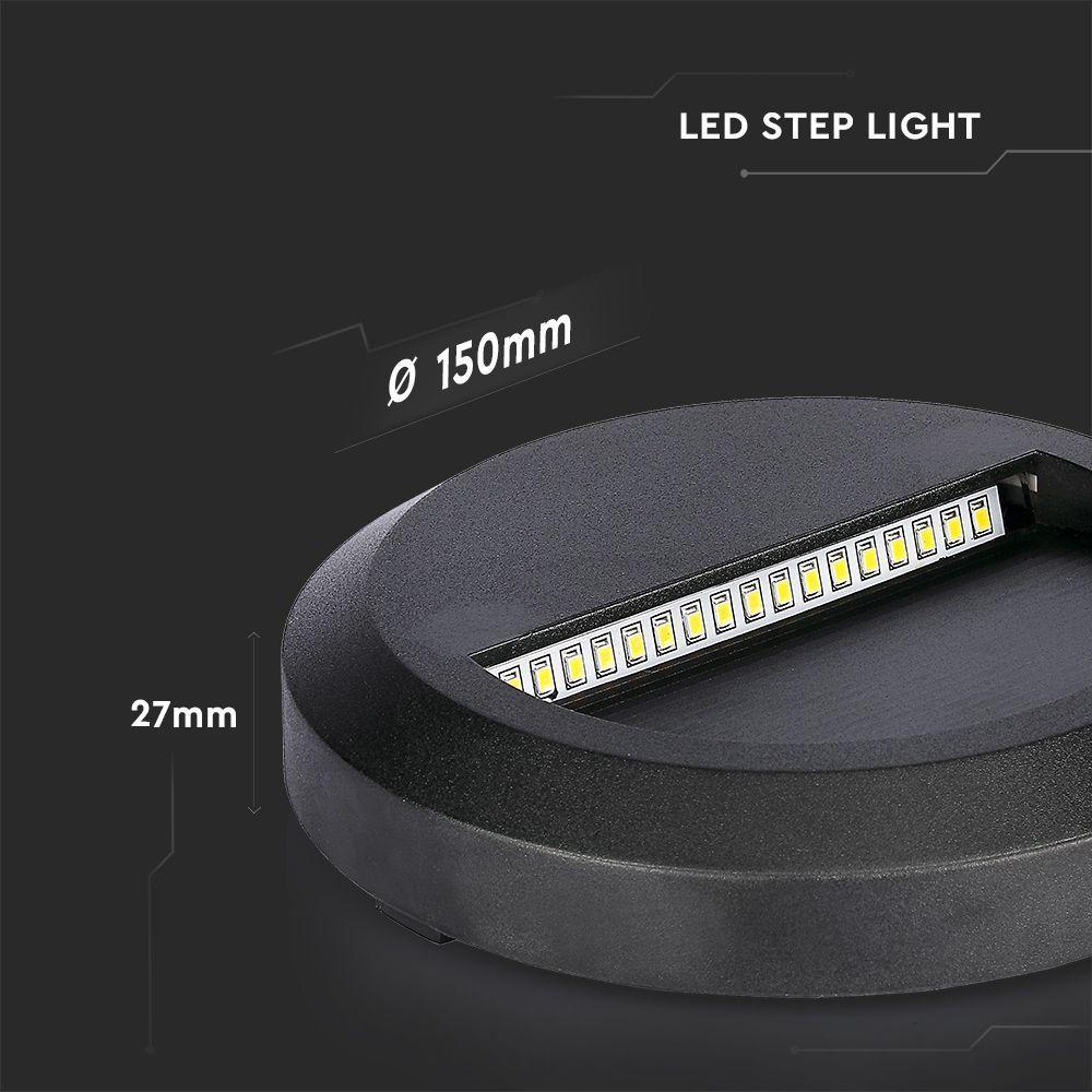 VT-1142 2W LED STEP LIGHT 3000K BLACK BODY ROUND