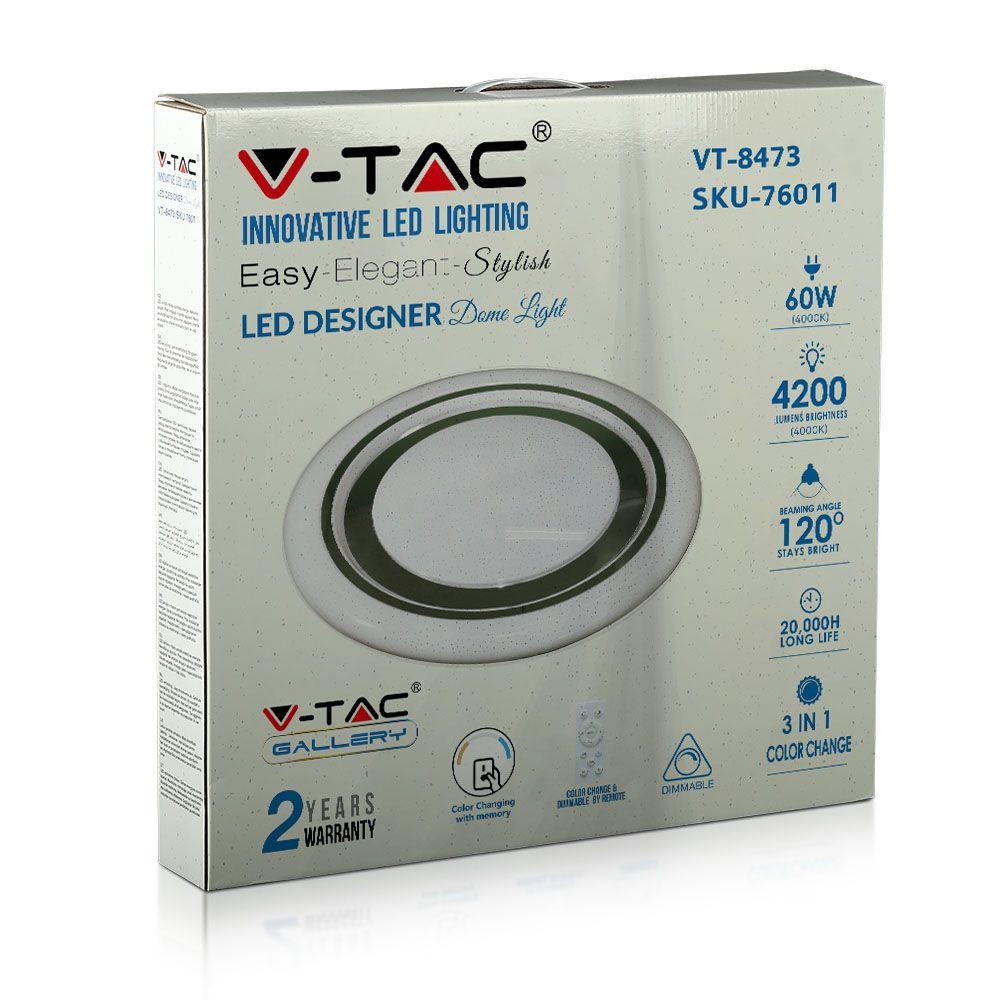 30W/60W/30W Dekoracyjny plafon LED, Barwa: 3w1, Ściemniany, Klosz z efektem gwiazdki, VTAC, SKU 76011