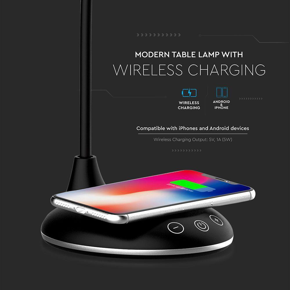 VT-7705 4W LED TABLE LAMP WIRELESS CHARGER 3000K-6500K BLACK