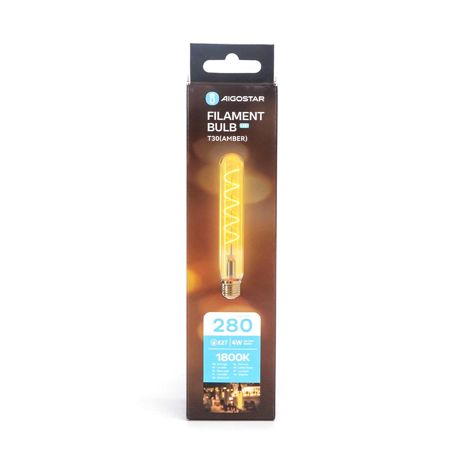 LED Filament Bulb (Amber) T30 E27 4W