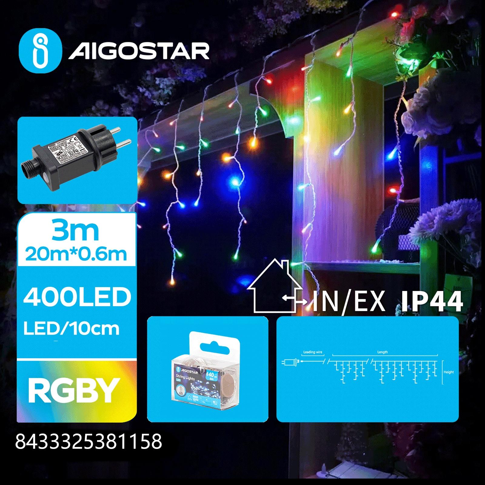 Low voltage icicle (wave) flat string lights, RGBY, 20m*0.6m