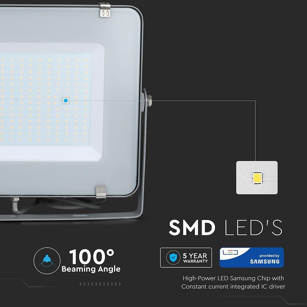 200W Naświetlacz LED SMD, Chip SAMSUNG, Barwa:4000K, Obudowa: Szara , VTAC, SKU 484