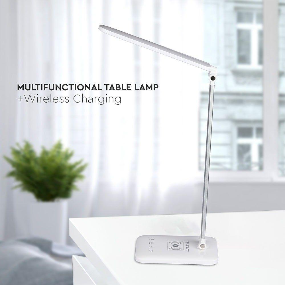 VT-1027 7W LED TABLE LAMP WITH WIRELESS CHARGER 3in 1-WHITE