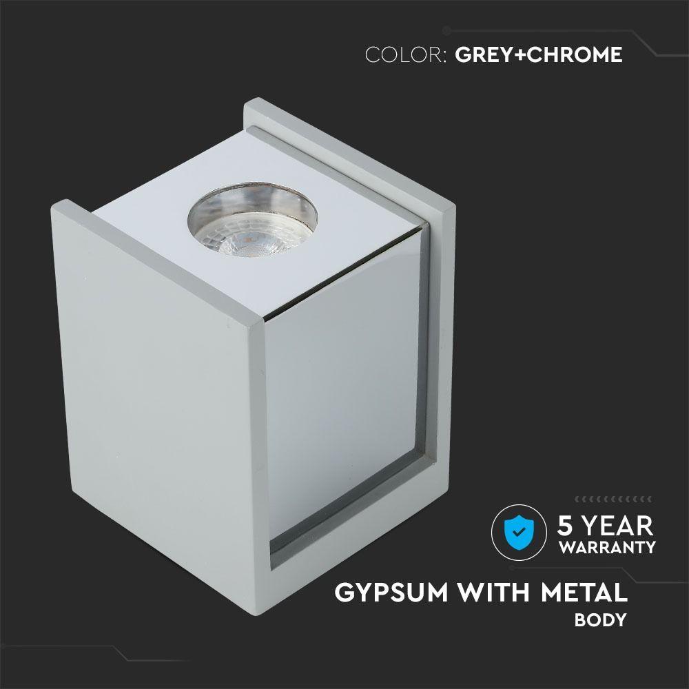 VT-860 GU10 GREY CONCRETE - METAL & GYPSUM SURFACE WITH CHROME BOTTOM (SQUARE)