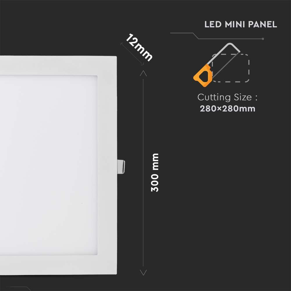 24W Panel LED, Barwa:6400K, Kwadratowa, VTAC, SKU 214889