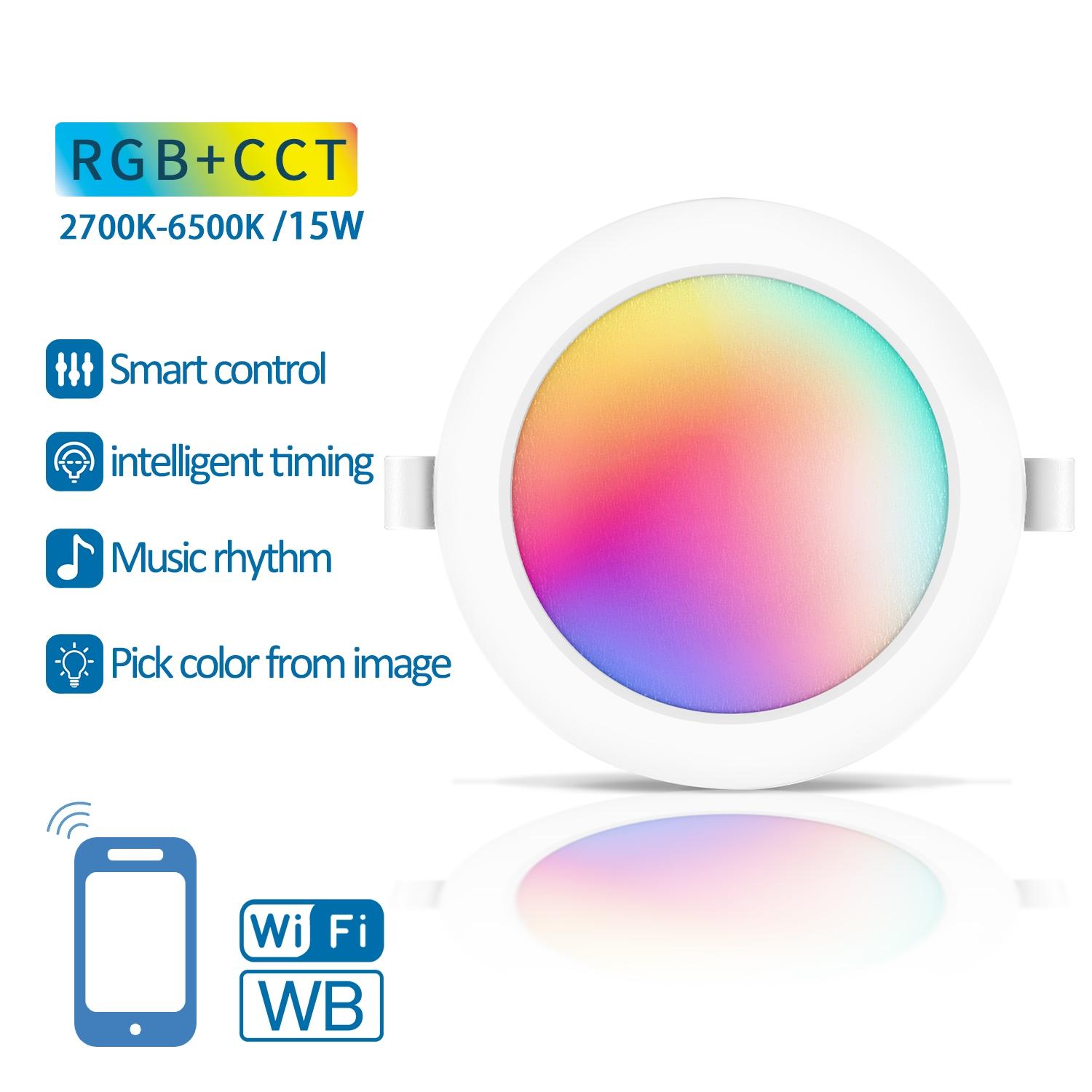 WIFI network configuration and bluetooth assisted Smart LED downlight 15W