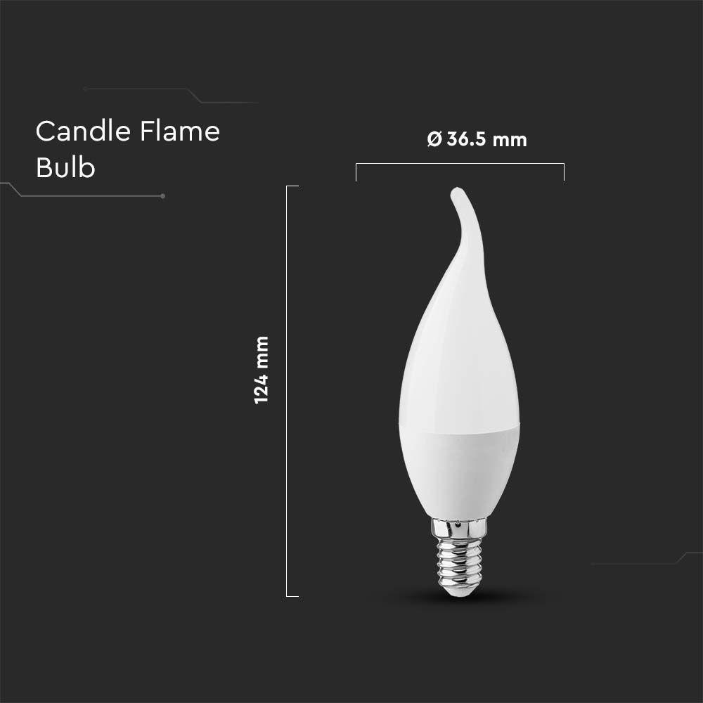 3.7W F37 Żarówka LED , Barwa: 3000K, Trzonek: E14, Klosz Mleczny płomyk , VTAC, SKU 214164