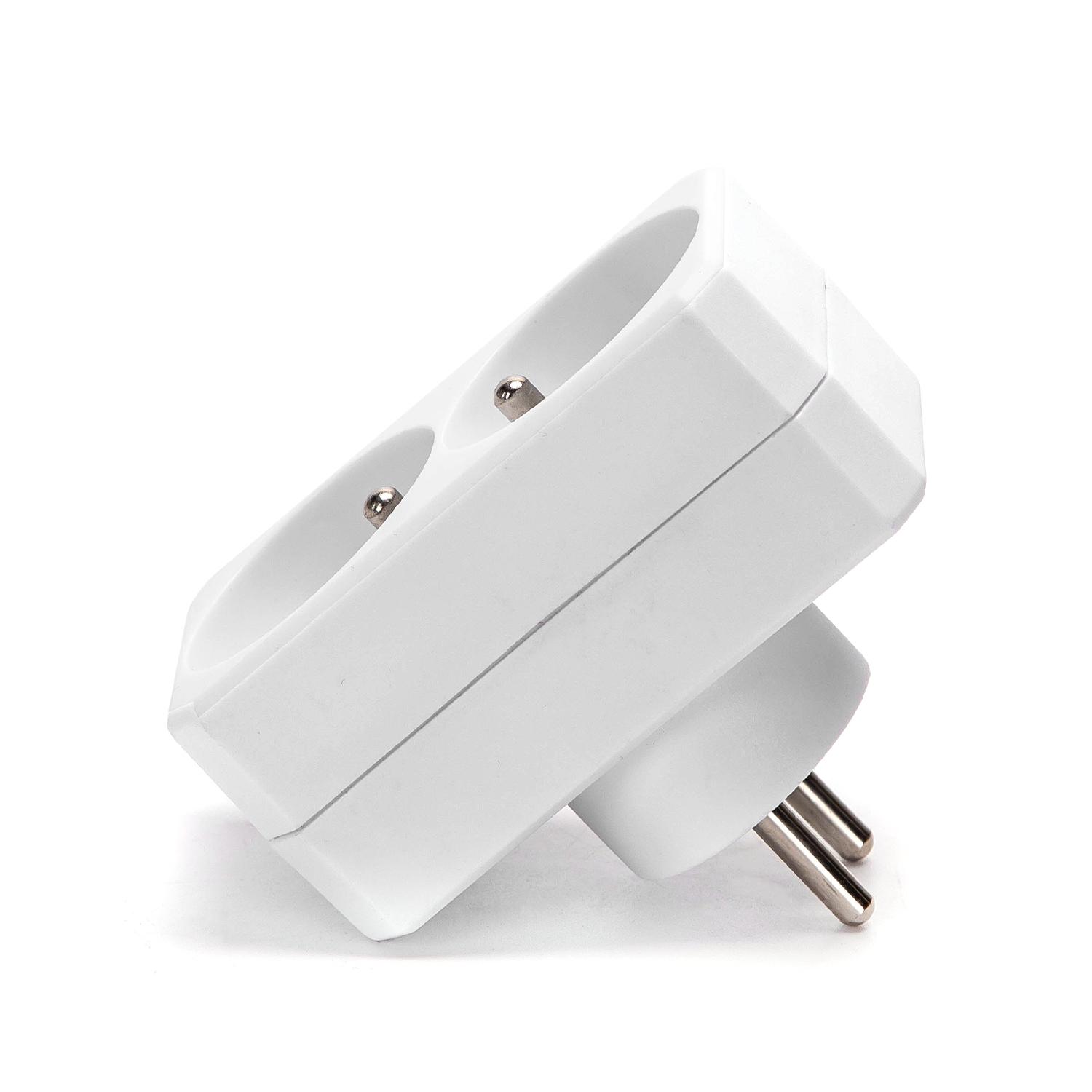 French 2-Way Adaptor (Without Switch) 16A White