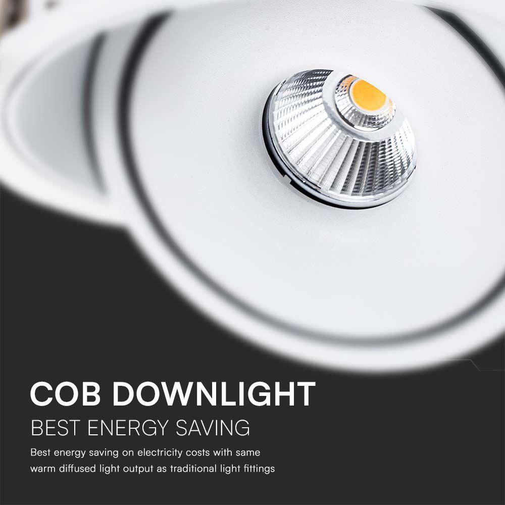 30W Oprawa COB Downlight LED, Barwa: 3w1, Obudowa: Biała , VTAC, SKU 10583