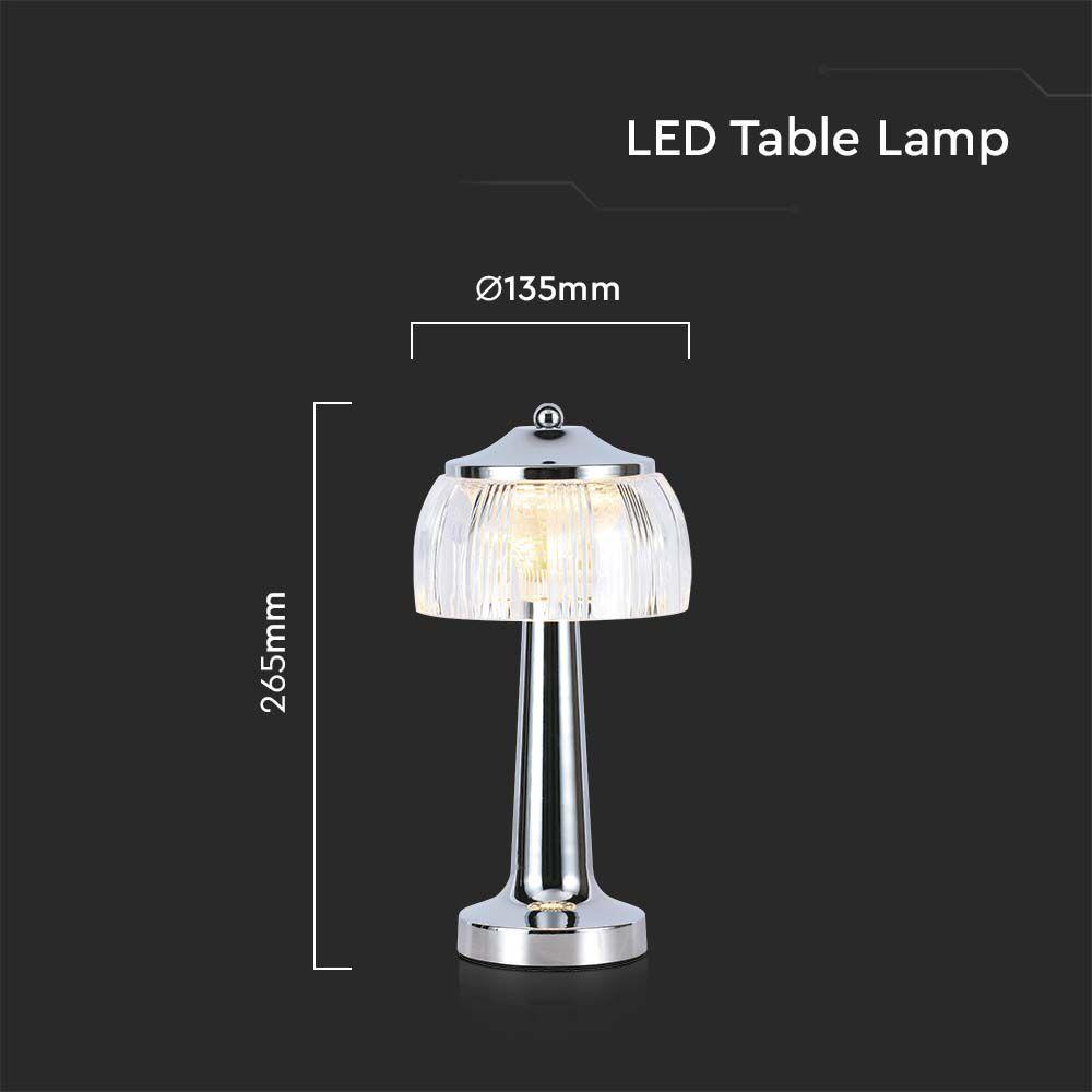 VT-1048 LED TABLE LAMP 1800mAH BATTERY 13.5x26.5CM 3IN1 CHROME BODY