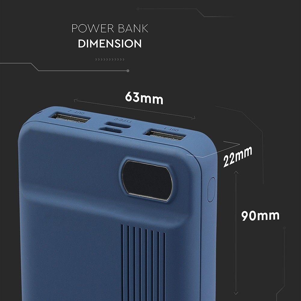 Power Bank, 3.7V, 10000mAh/37wh, 5V, Granatowy, VTAC, SKU 8853