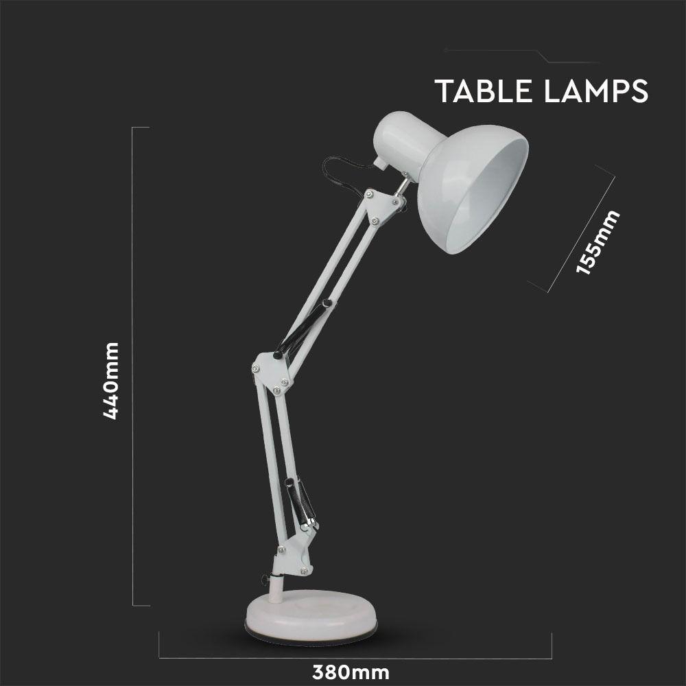 VT-7512DESIGNER TABLE LAMP - ADJUSTABLE METAL BRACKET+SWITCH-E27 HOLDER-WHITE