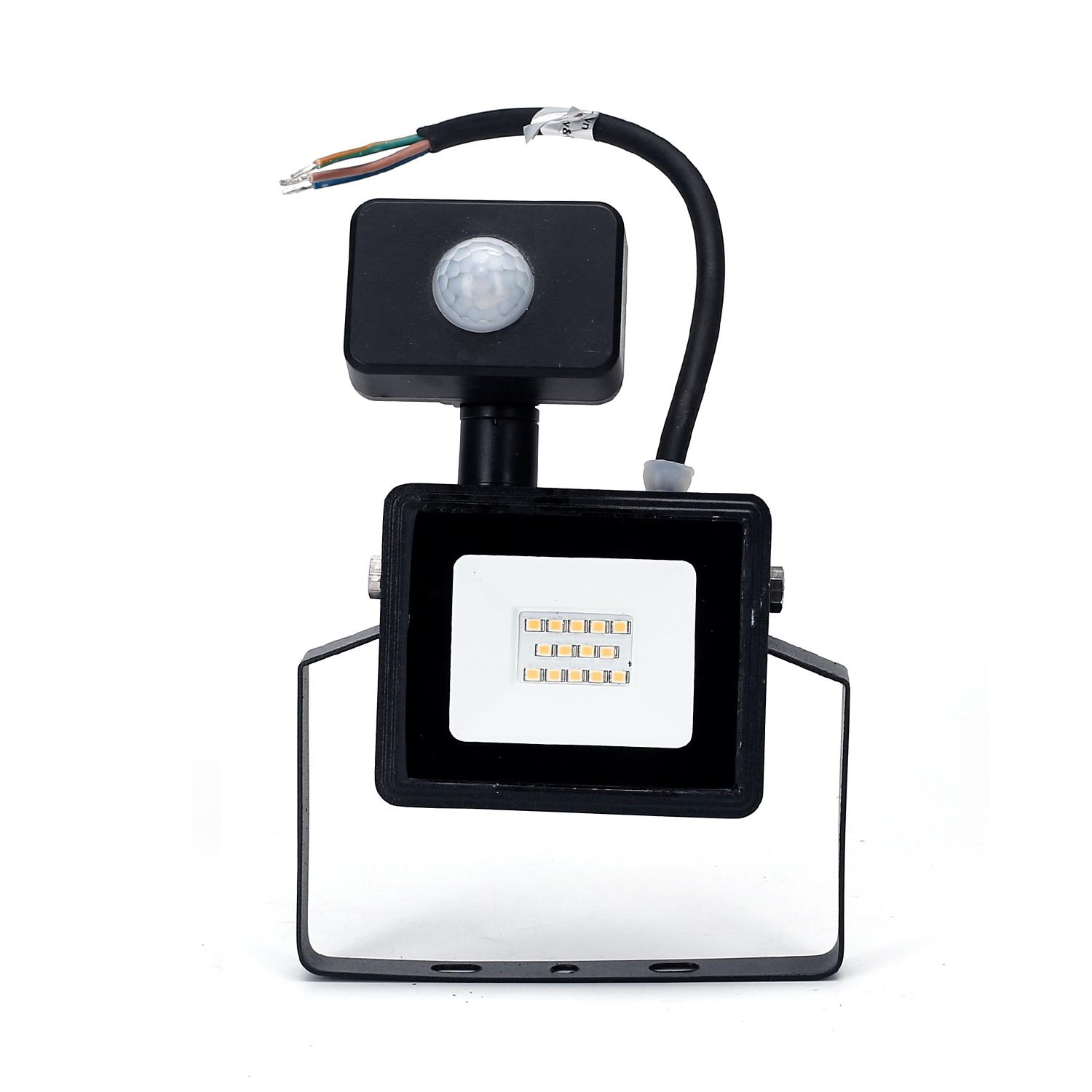 LED Slim Floodlight with Sensor Black 10W (Die-casting)