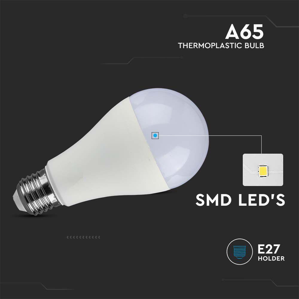 VT-2015 15W A65 LED PLASTIC BULB 4000K E27 200'D