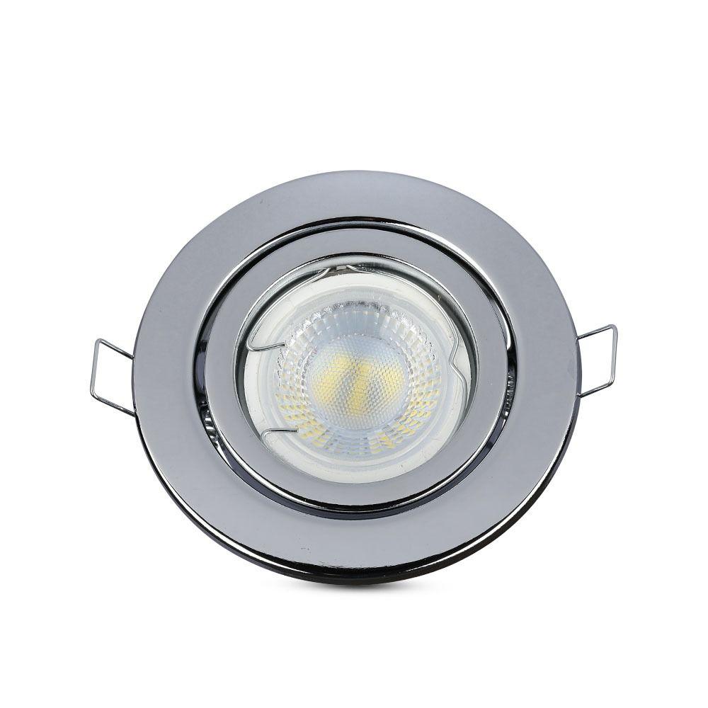 VT-7227 GU10 HOUSING ROUND-STAINLESS STEEL WITH CHROME FINISH