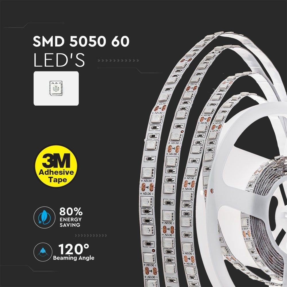 VT-5050-60 10.8W/M LED STRIP LIGHT 6400K IP20 12V (5M/ROLL)(PRICE PER M)