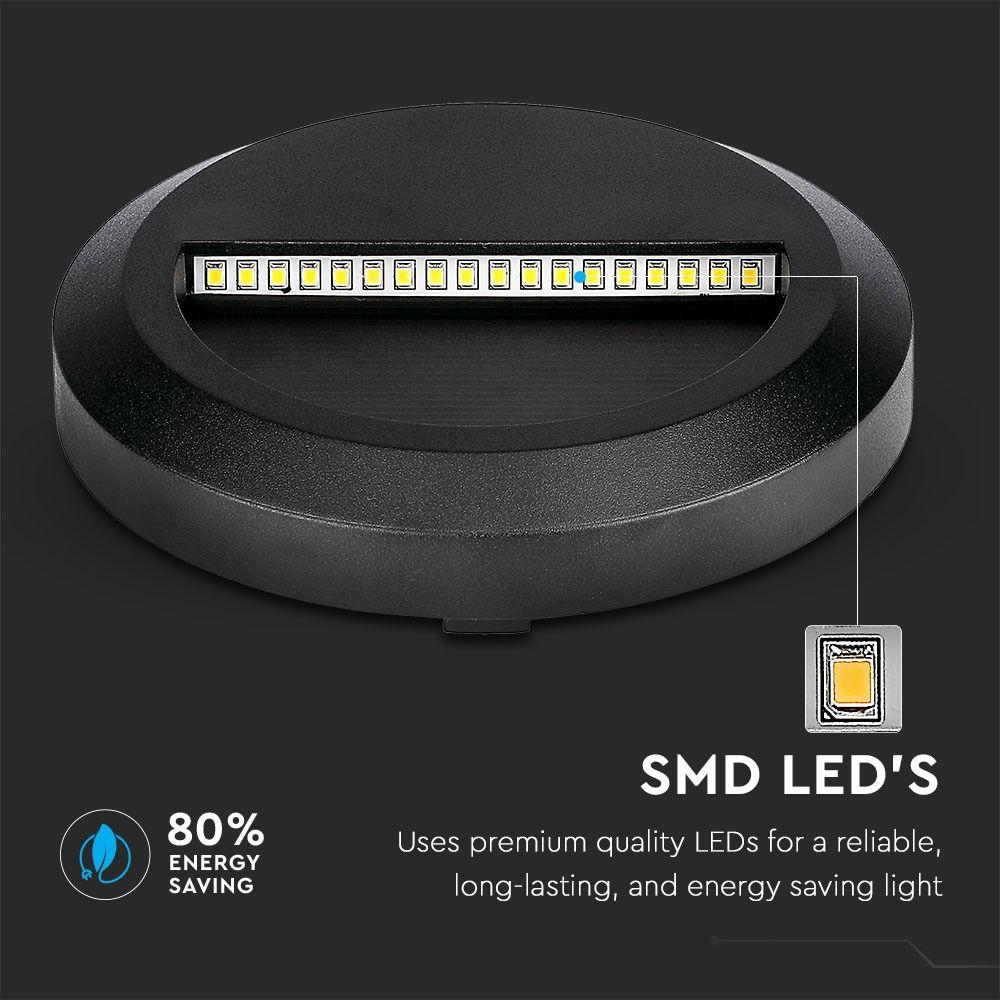 VT-1142 2W LED STEP LIGHT 4000K BLACK BODY ROUND