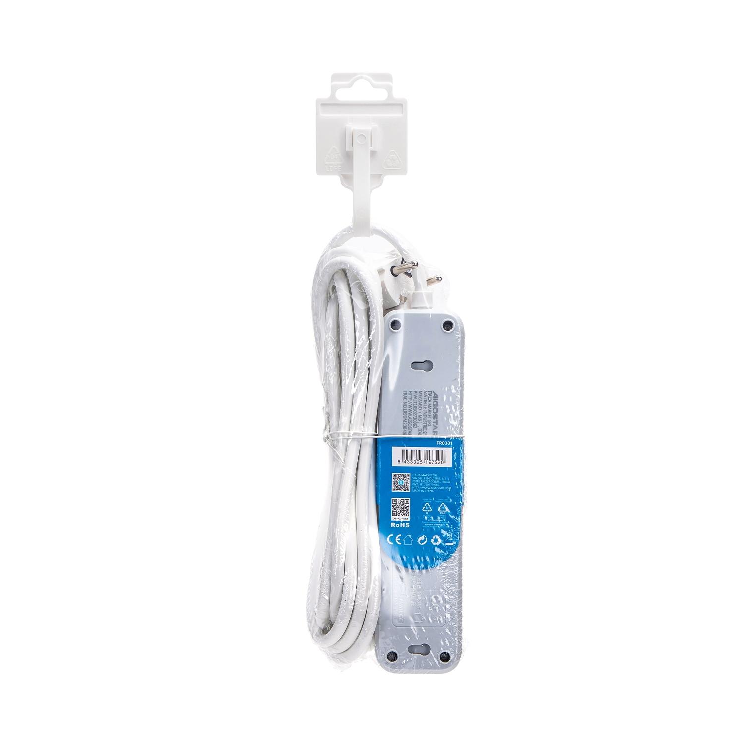 Power strips 3-way 5m H05VV-F 3G1.0m㎡ White and Gray