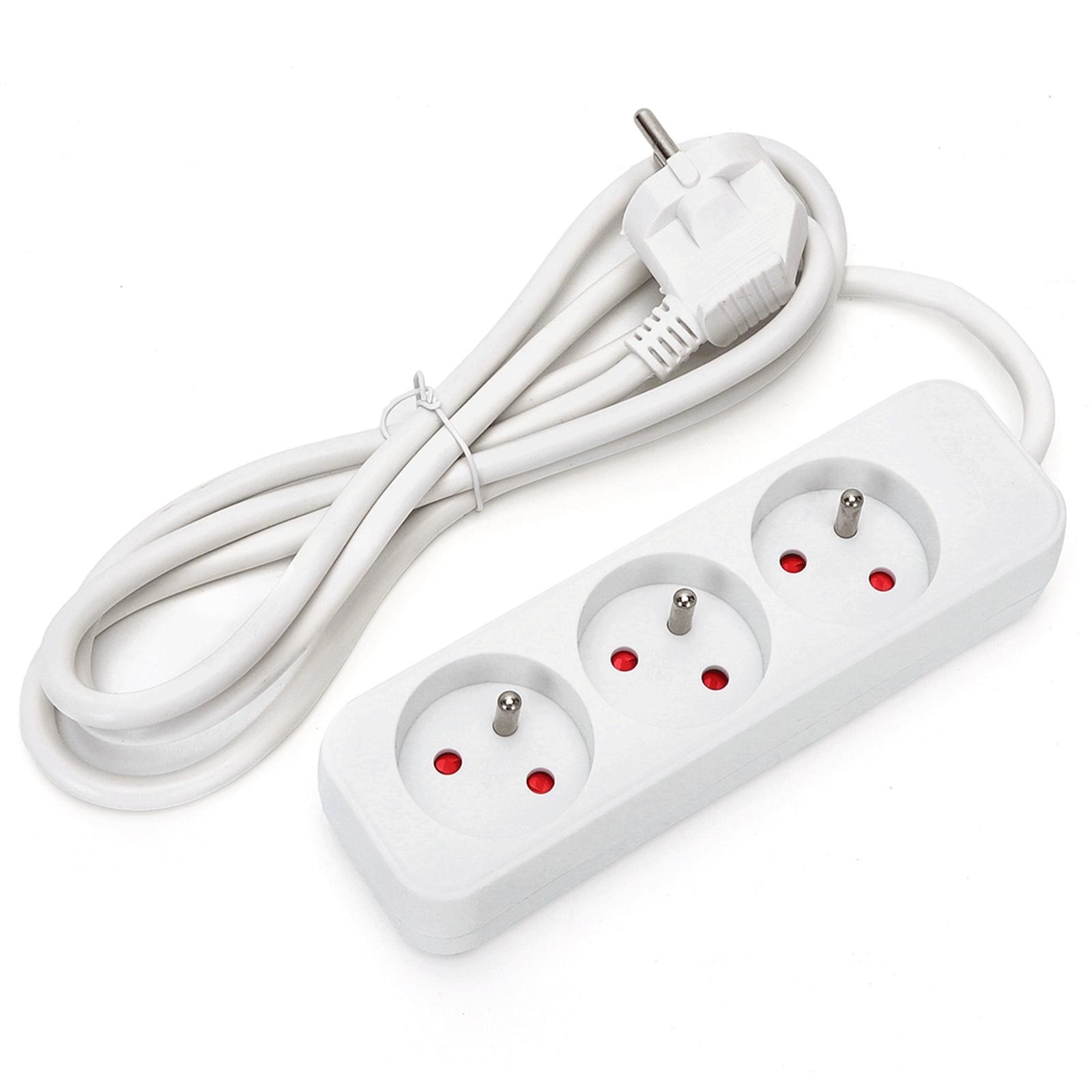 Power strips 3-way 1.5m H05VV-F 3G1.0m㎡ White