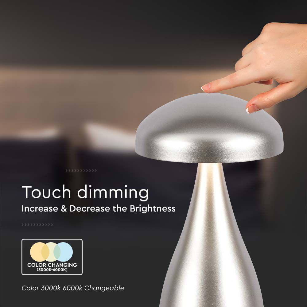 VT-1041 LED TABLE LAMP 1800mAH BATTERY D:120x220 3IN1 CHAMPAGNE GOLD BODY