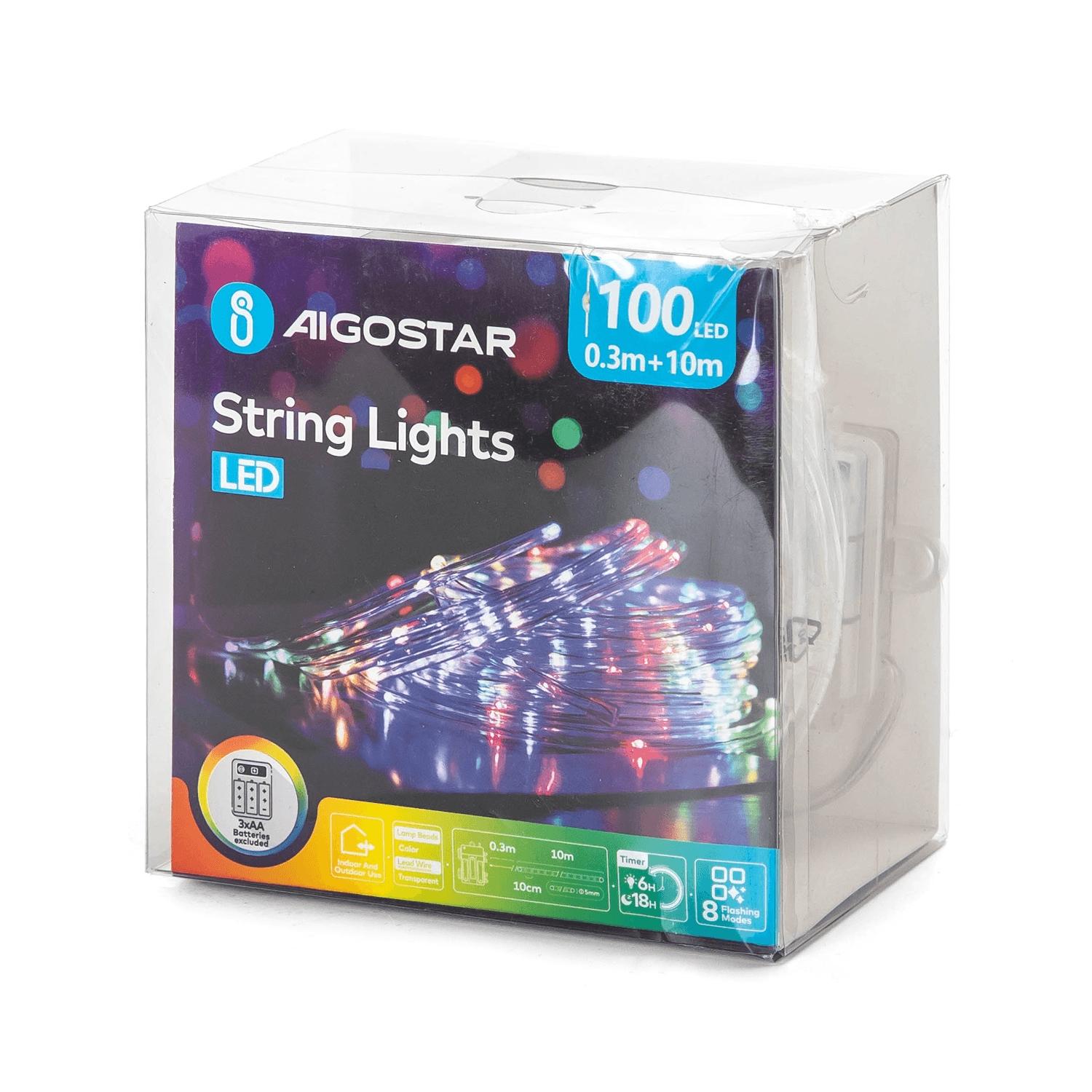 3AA battery -Φ5mm tube string lights, RGBY, 10m