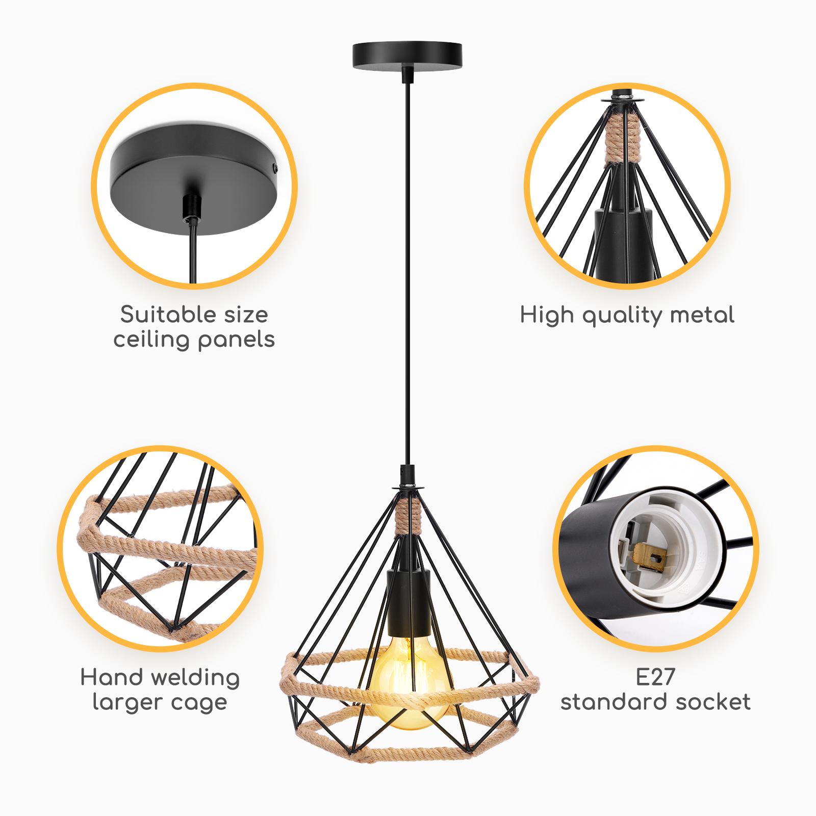 Retro pendant lamp with iron frame ( Steel )