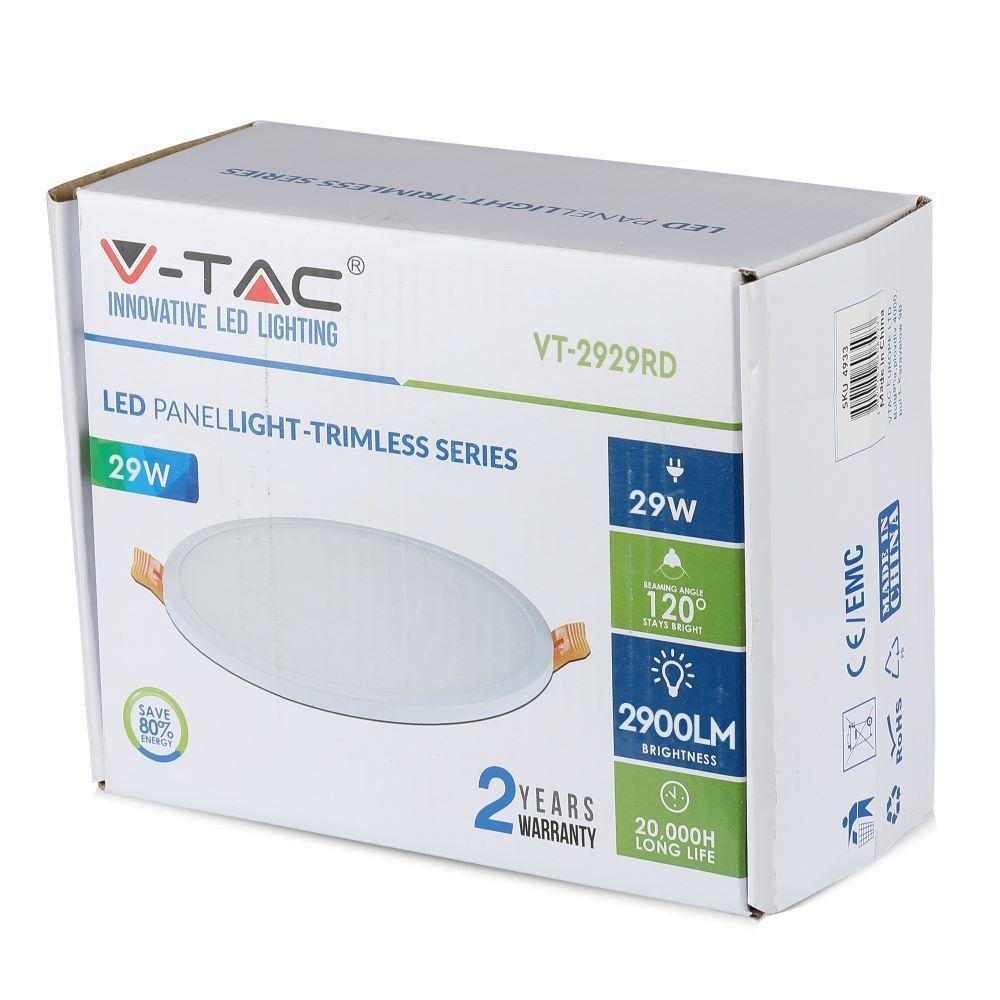 VT-2929 29W LED SLIM PANEL 3000K ROUND