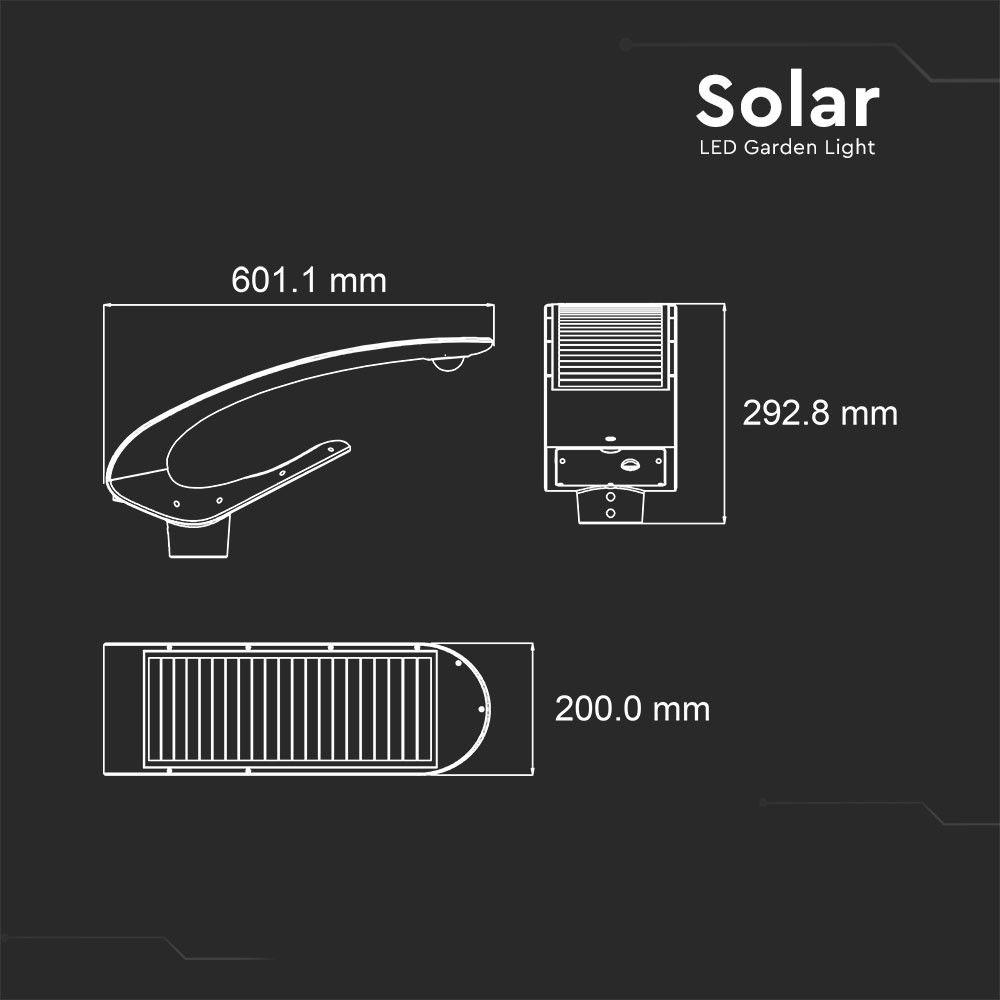 20W Solarna lampa parkowa z czujnikiem ruchu, Obudowa: Biała, Barwa:6400K, VTAC, SKU 5506