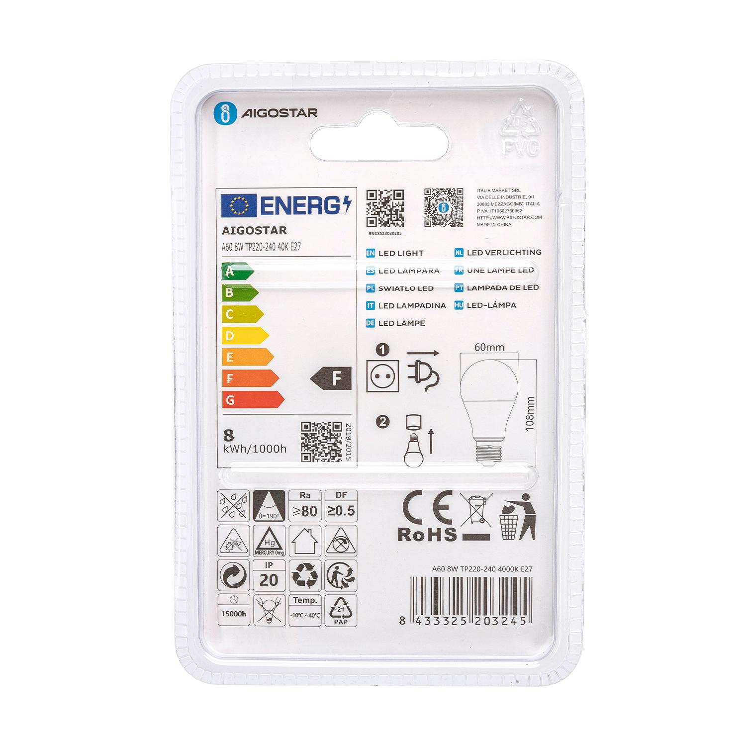 LED E27 8W A60 ( general bulb )