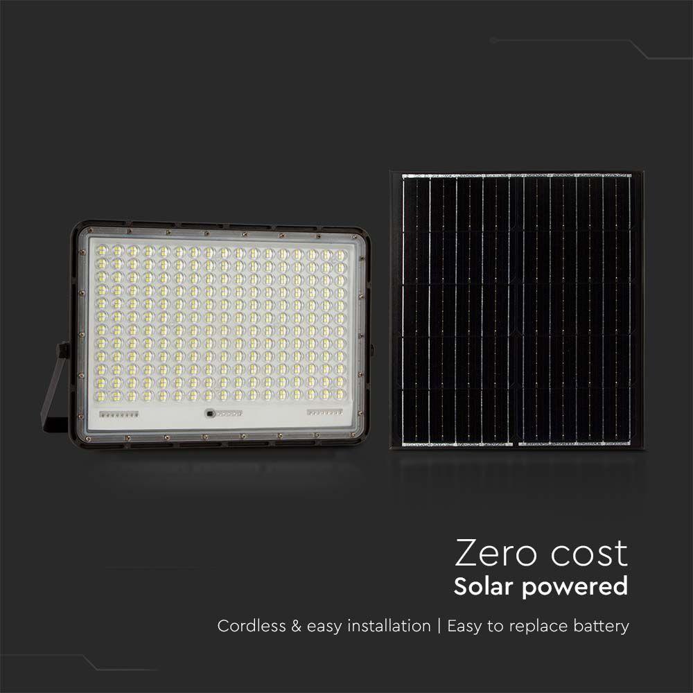 30W Solarny naświetlacz LED z czujnikiem zmierzchu, Panel z przewodem: 3m, Pilot, Bateria 20000mAh/ Barwa:4000K, Obudowa: Czarna, VTAC, SKU 7830