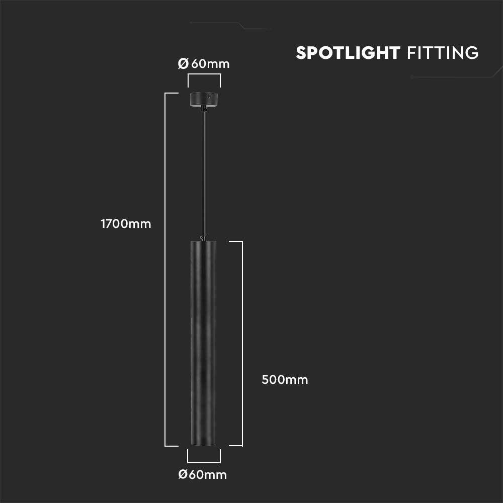 Lampa wisząca, Trzonek:GU10 , Okrągła, Czarna, VTAC, SKU 6687