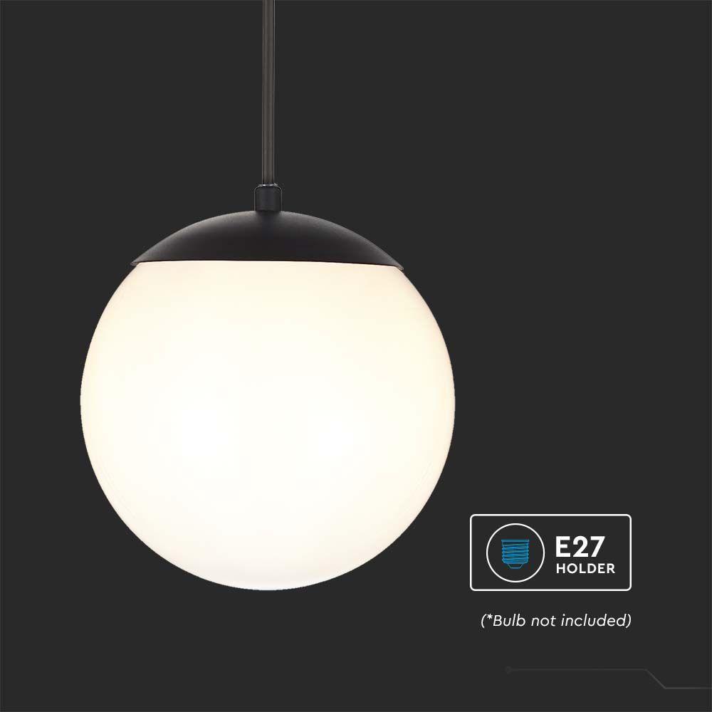 VT-1226 CEILING HANGING LAMP(1*E27)-MATT BLACK-OPAL PLASTI C BALL