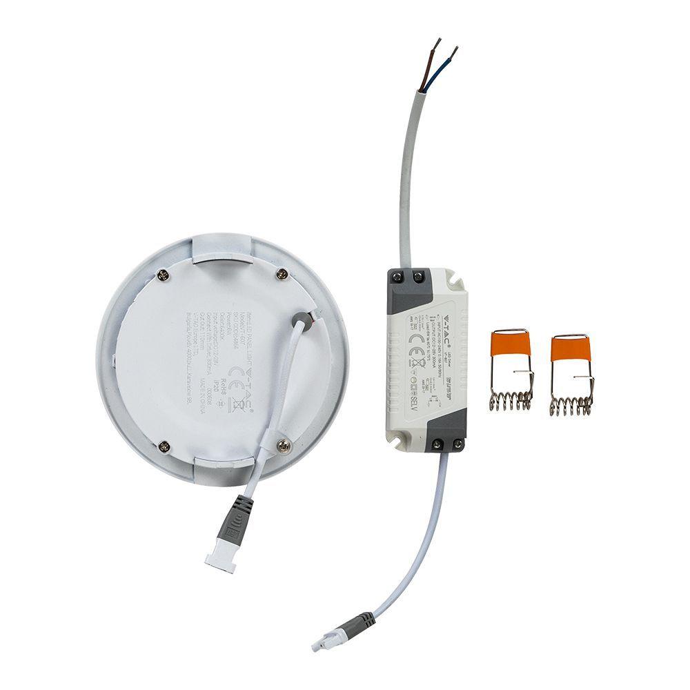 6W Panel LED, Barwa:6400K, Okrągła, VTAC, SKU 4856