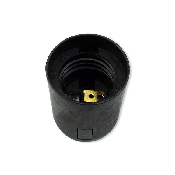 E27 Plastic Spring Terminal Lamp Holder Black