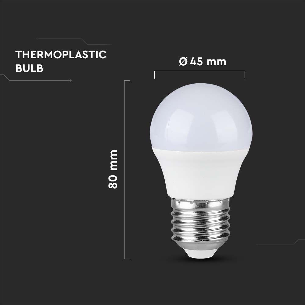 3.7W G45 Żarówka plastikowa LED, Chip Samsung, Barwa: 6500K, Trzonek: E27 , VTAC, SKU 8047