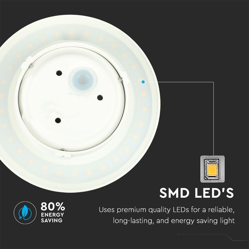 9W Kinkiet okrągły LED, CHIP BRIDGELUX, Barwa:4000K, Biały, VTAC, SKU 7527