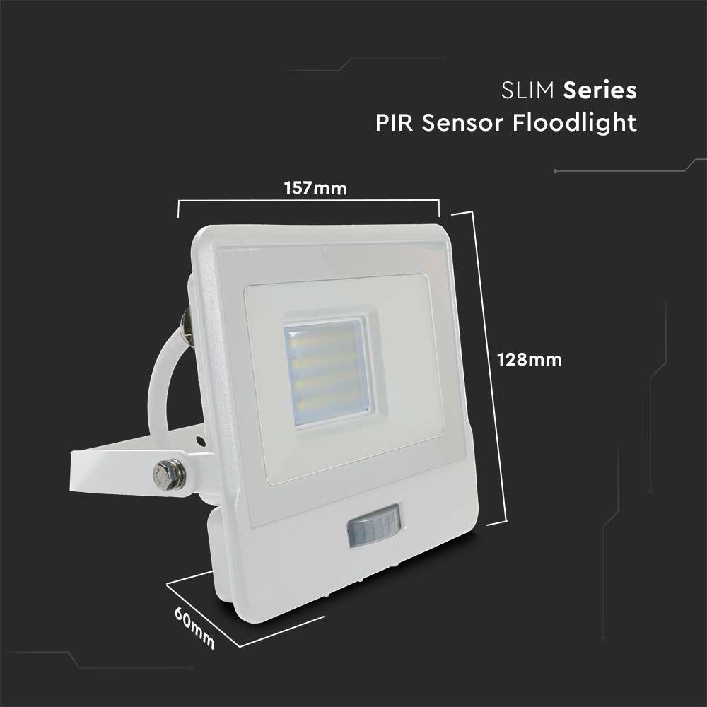 VT-128S-1 20W PIR SENSOR FLOODLIGHT SAMSUNG CHIP & 1M CABLE 3000K WHITE BODY