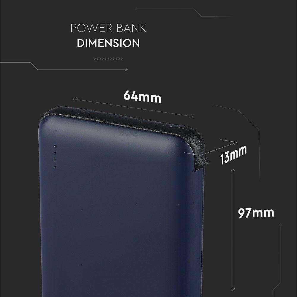 Power Bank z przyłączem Mikro USB, Litowo Polimerowy - 3.7V, 5000mAh, Niebieski, VTAC, SKU 8868