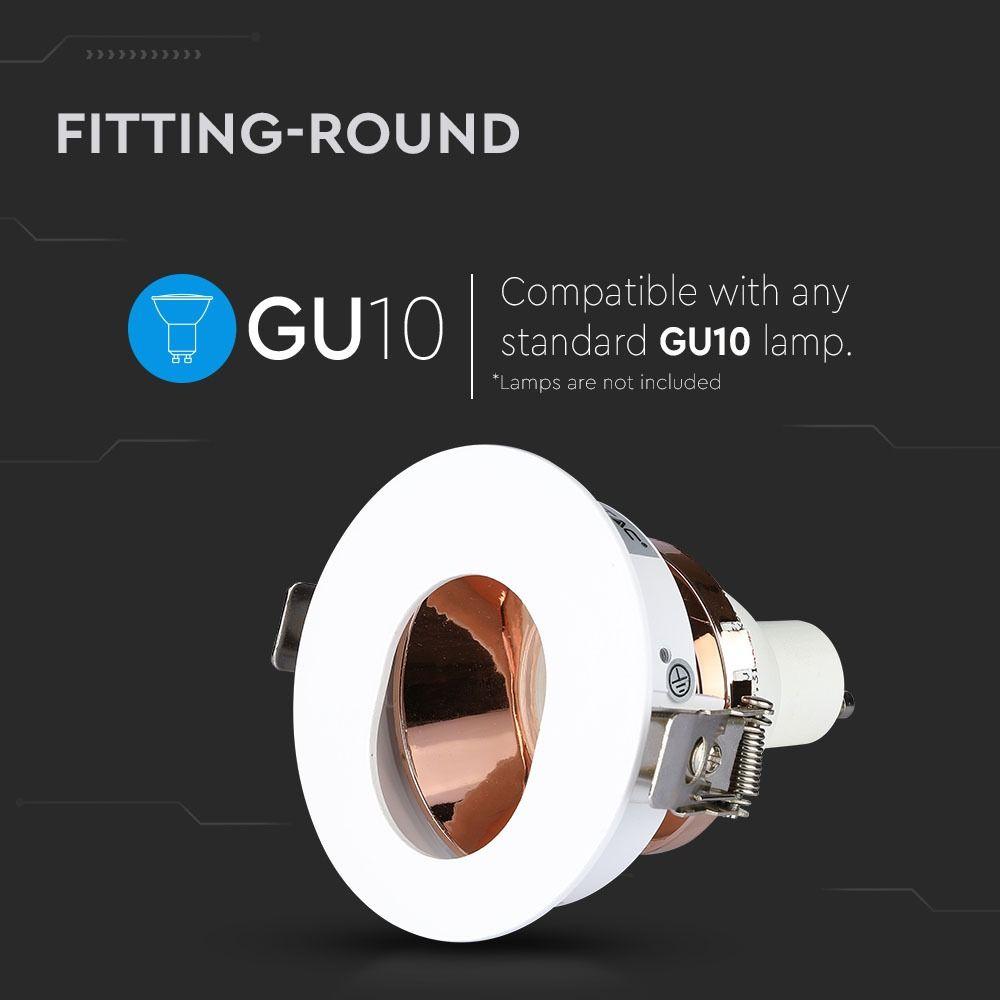 VT-874 GU10 FITTING ROUND-WHITE+ROSE GOLD