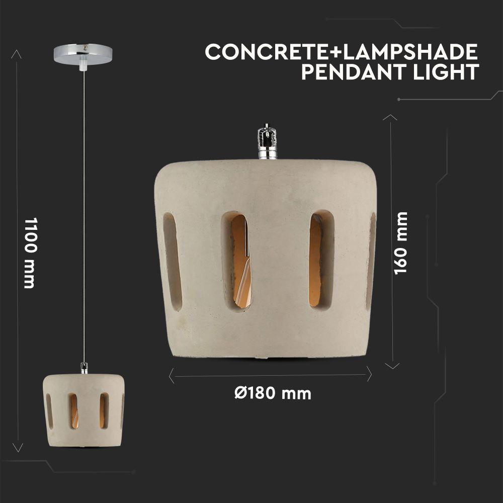 Lampa Wisząca, Beton, Średnica: 200, VTAC, SKU 3853