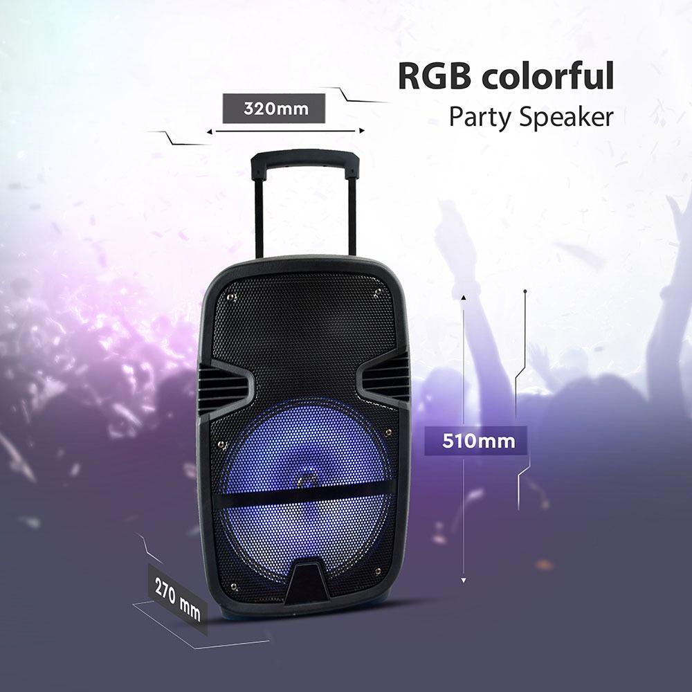 35W Przenośny głośnik karaoke bluetooth, gniazdo USB, slot na kartę micro SD/gniazdo AUX/Mikrofon/Podświetlenie LED (30 cm), VTAC, SKU 7736