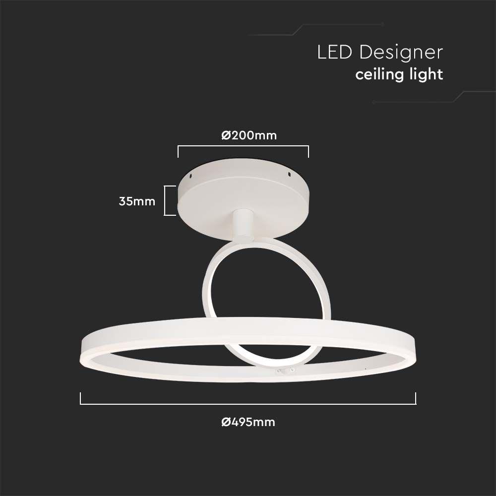 38W Sufitowa lampa LED, Wymiary:500x200mm, Barwa: 4000K, Obudowa: Biała      , VTAC, SKU 14984