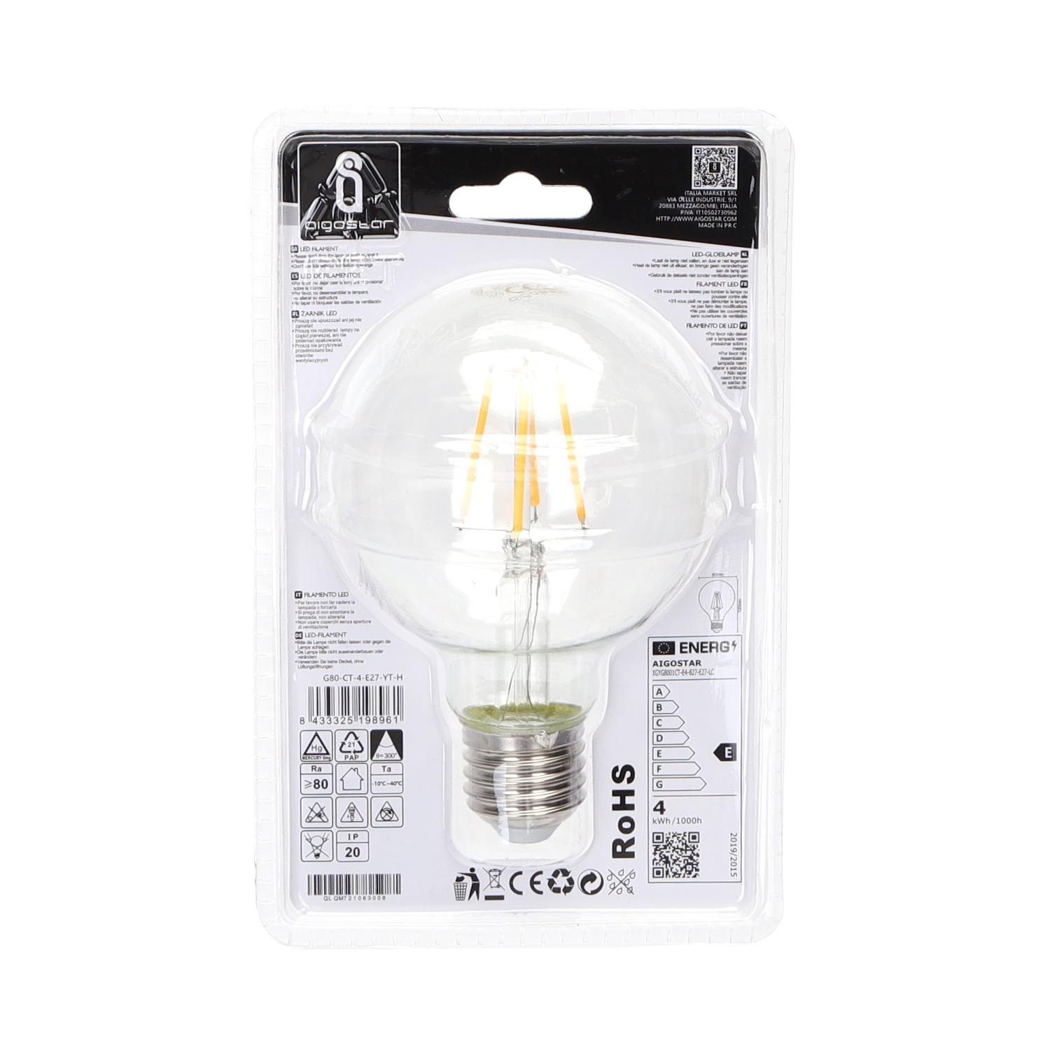 LED Filament Bulb (Clear) G80 E27 4W