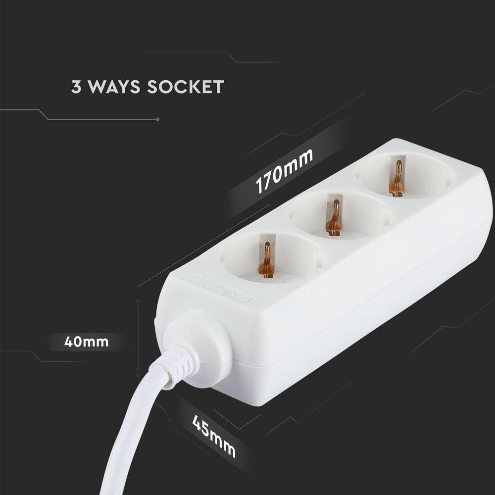 VT-1103-3 3WAYS SOCKET(3G1.5MM2 X 3M)-WHITE