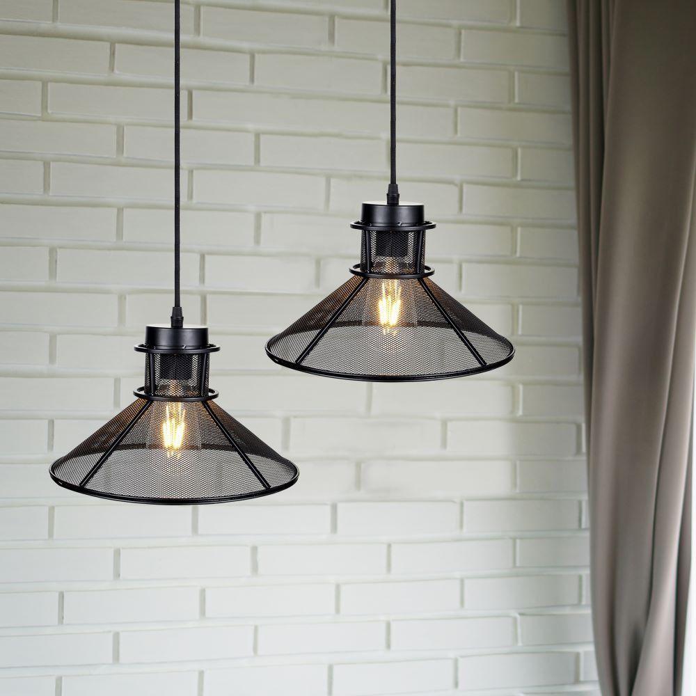 VT-7252 BLACK METAL V SHAPE MESH PENDANT LAMP D:250-E27