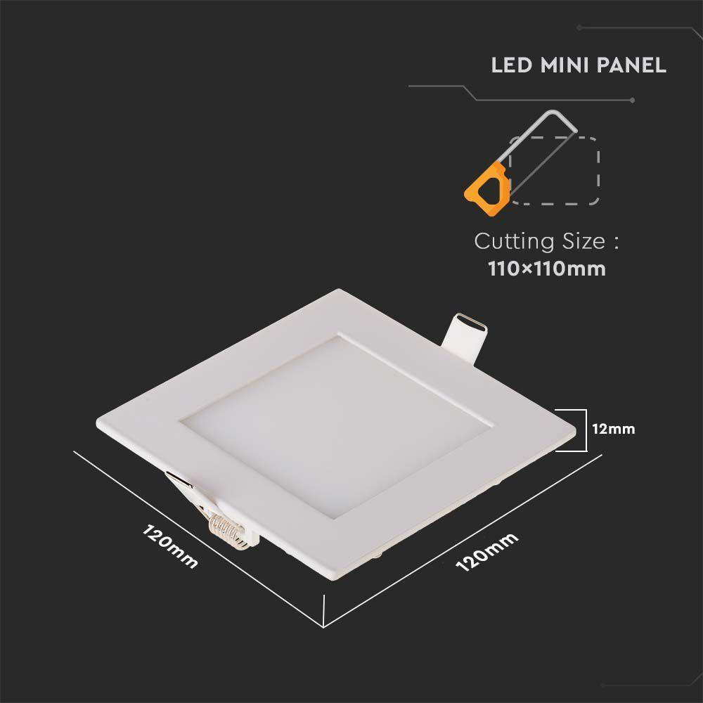 6W Panel LED, Barwa:6400K, Kwadratowa, VTAC, SKU 214865