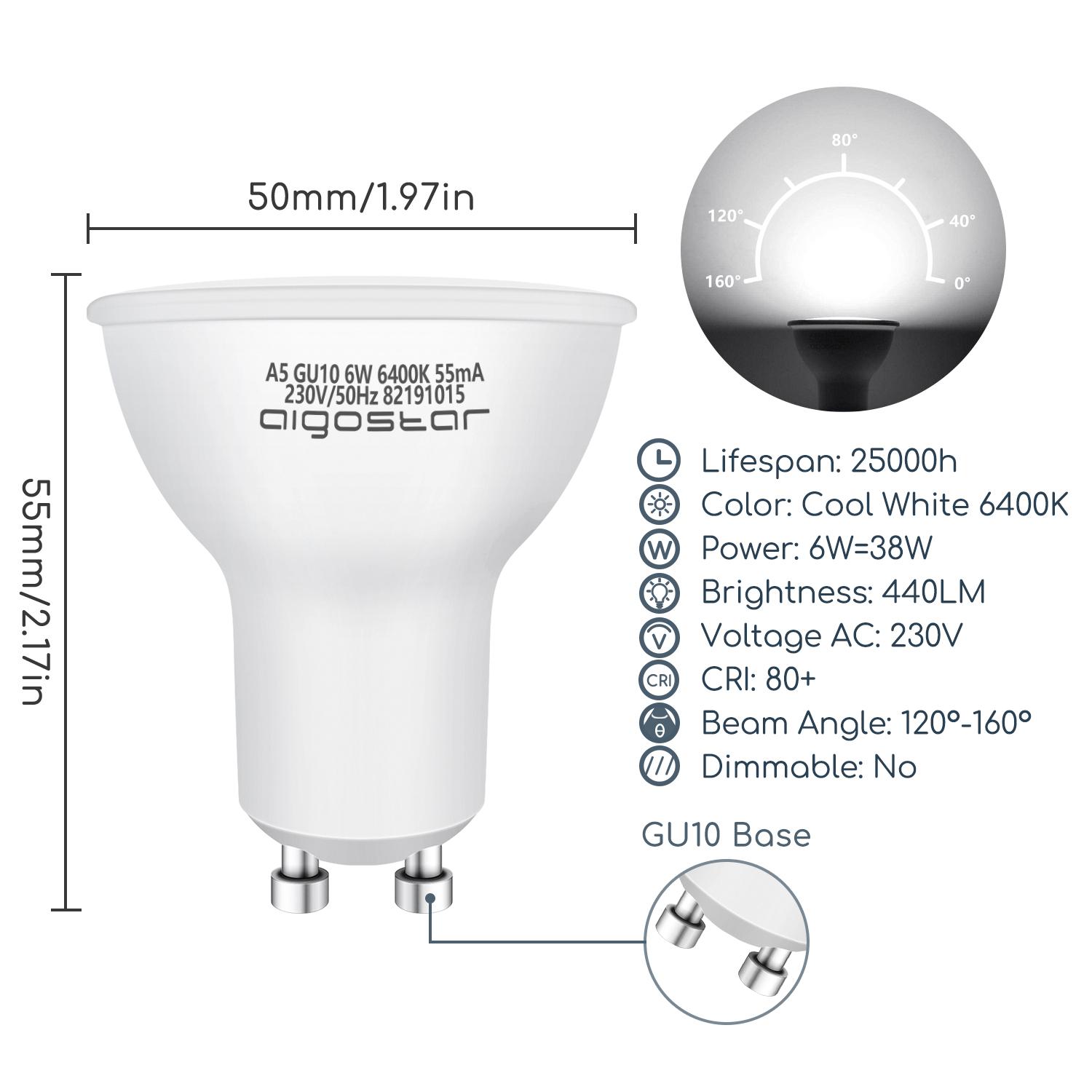 LED GU10 6W