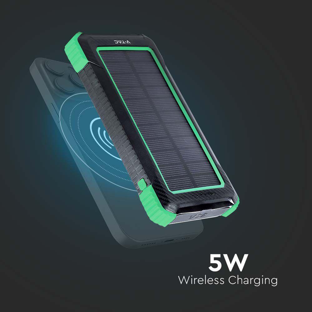 VT-11111 10000mAh SOLAR WIRELESS CHARGER POWER BANK BLACK